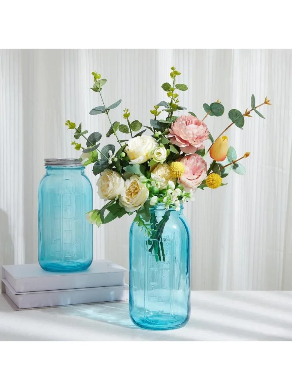 3 Pcs 64 oz Glass Mason Jars Set - Airtight Canning & Fermenting Containers